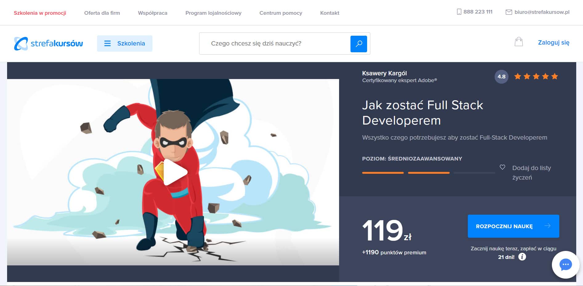 Strefa Kursów - szkolenie Full Stack Developer